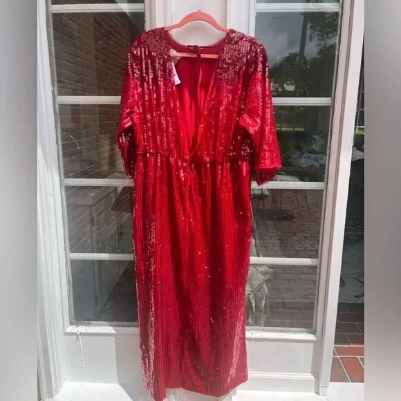 J Crew Sequin V Back Midi Dress NWT